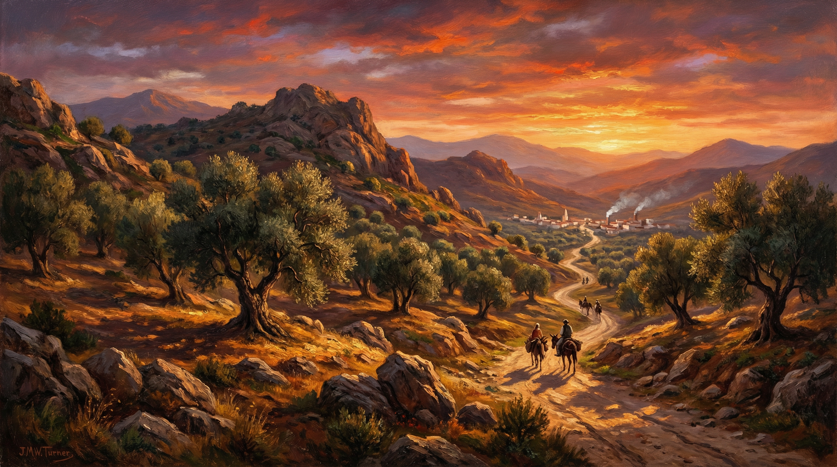 Paisaje de la Sierra Morena al atardecer